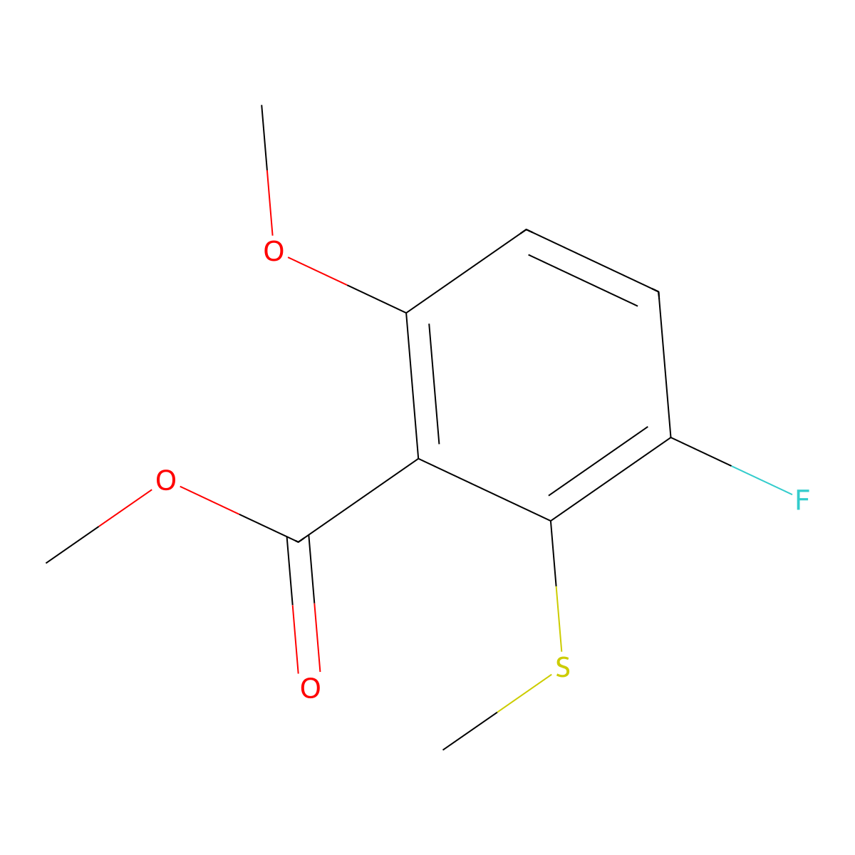 Methyl 3-fluoro-6-methoxy-2-(methylthio)benzoate molecular structure, CAS 2734775-53-0