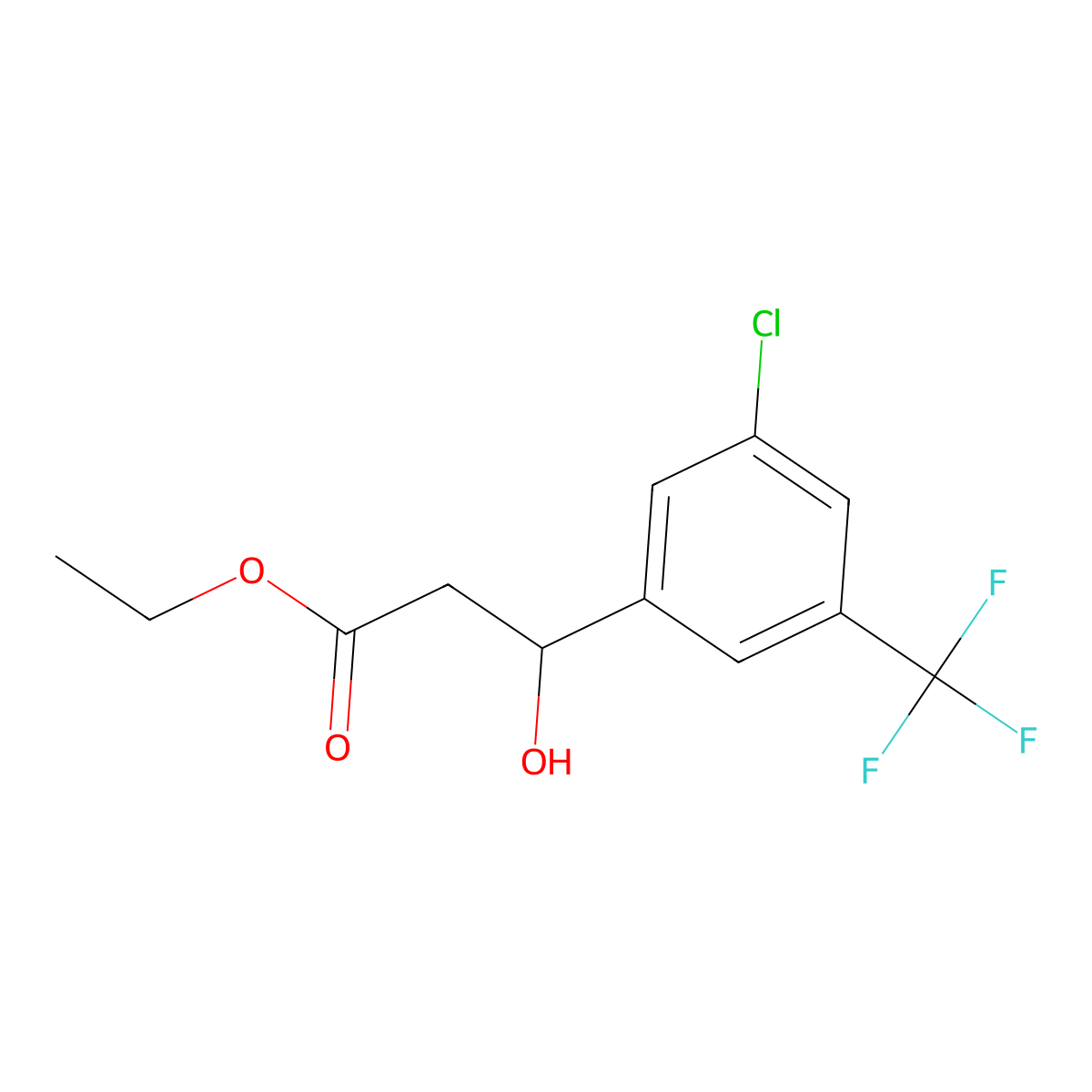 Ethyl 3-(3-chloro-5-(trifluoromethyl)phenyl)-3-hydroxypropanoate molecular structure, CAS 2734775-54-1