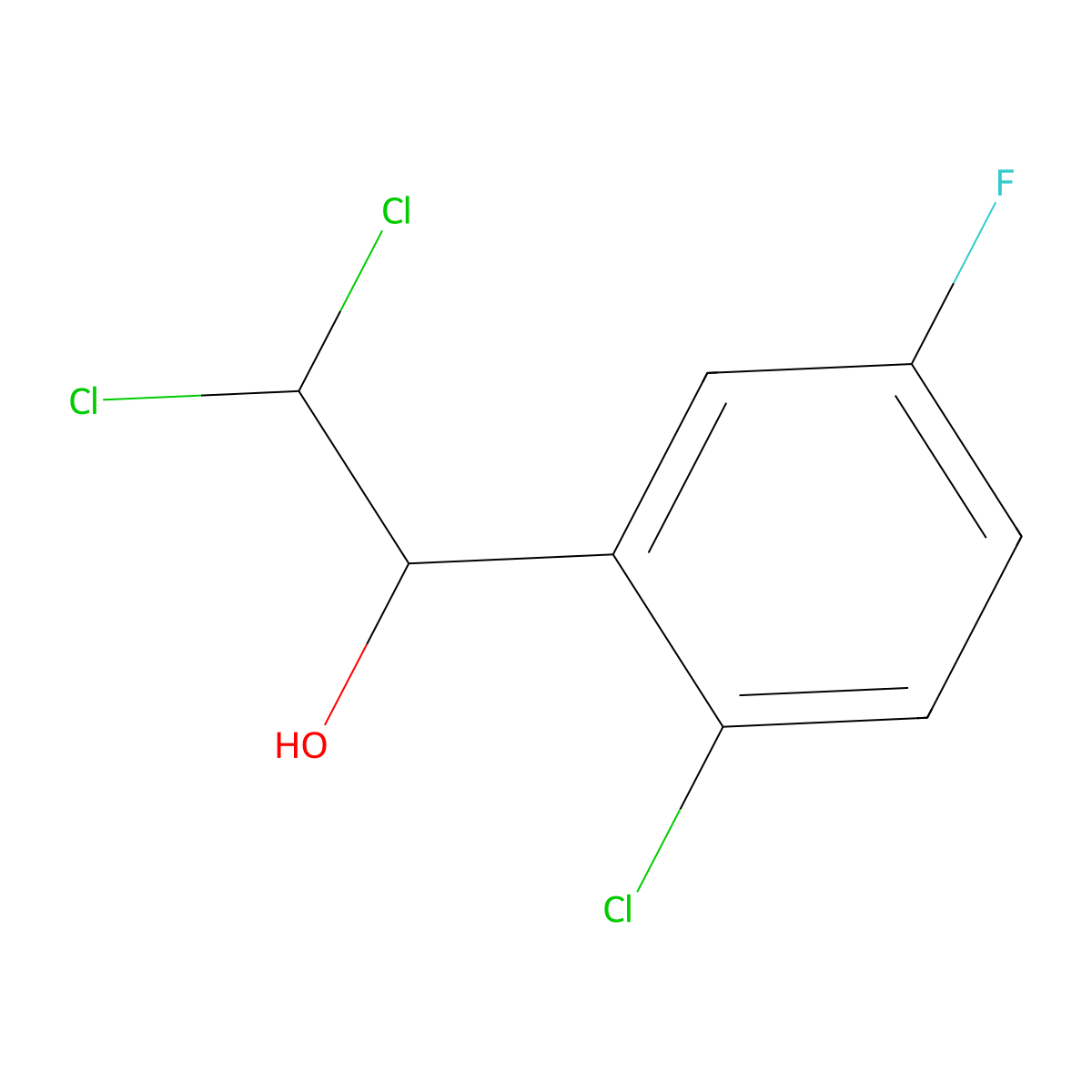 2,2-Dichloro-1-(2-chloro-5-fluorophenyl)ethanol molecular structure, CAS 2734775-56-3