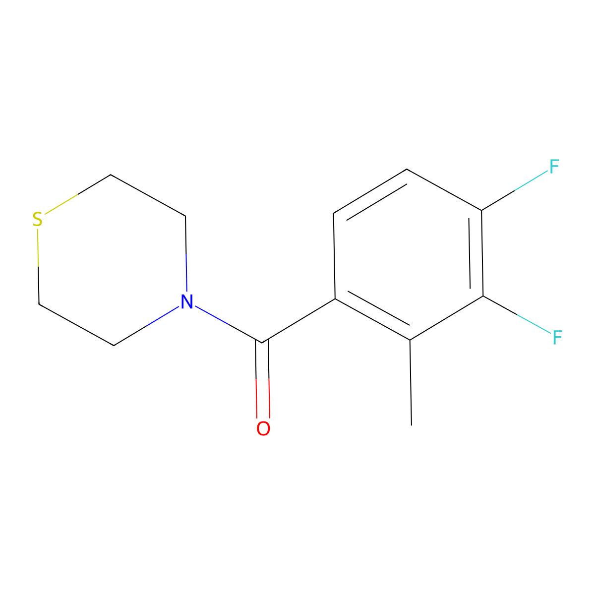 (3,4-Difluoro-2-methylphenyl)(thiomorpholino)methanone molecular structure, CAS 2734775-58-5
