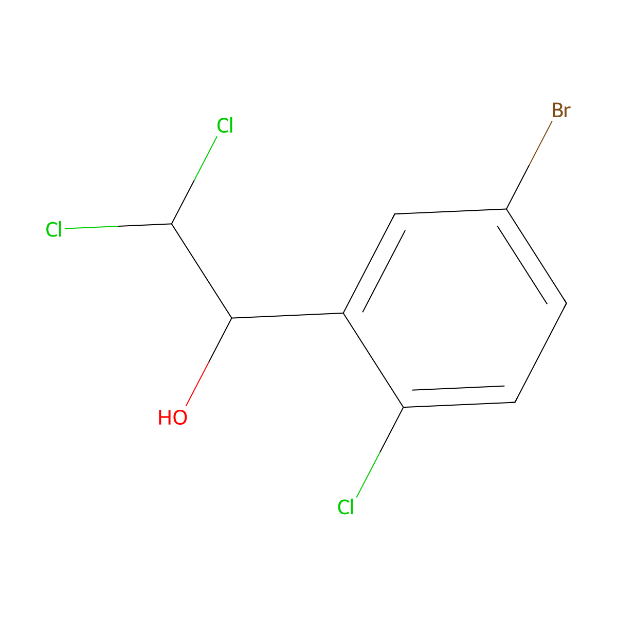1-(5-Bromo-2-chlorophenyl)-2,2-dichloroethanol molecular structure, CAS 2734775-66-5