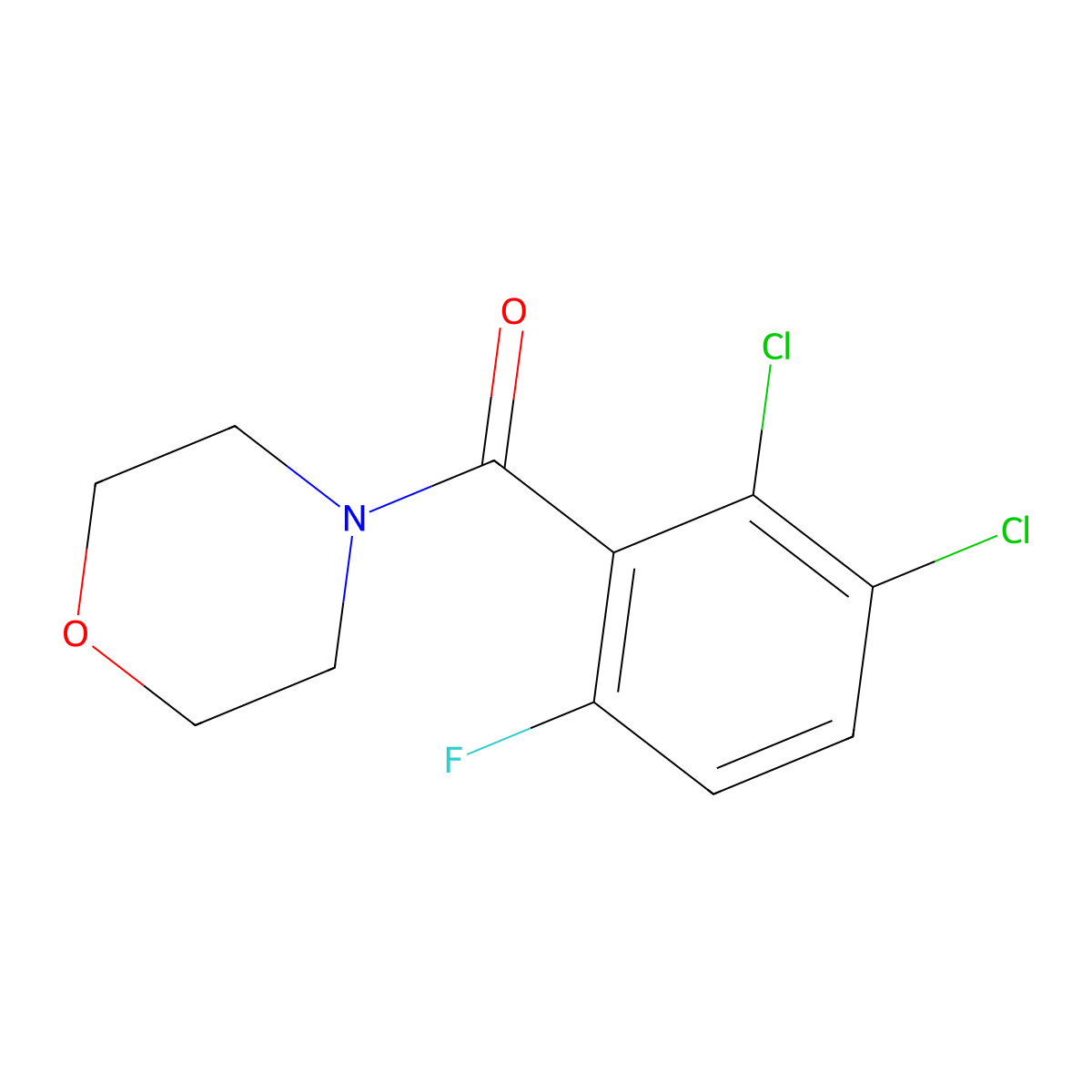 (2,3-Dichloro-6-fluorophenyl)(morpholino)methanone molecular structure, CAS 2734775-68-7