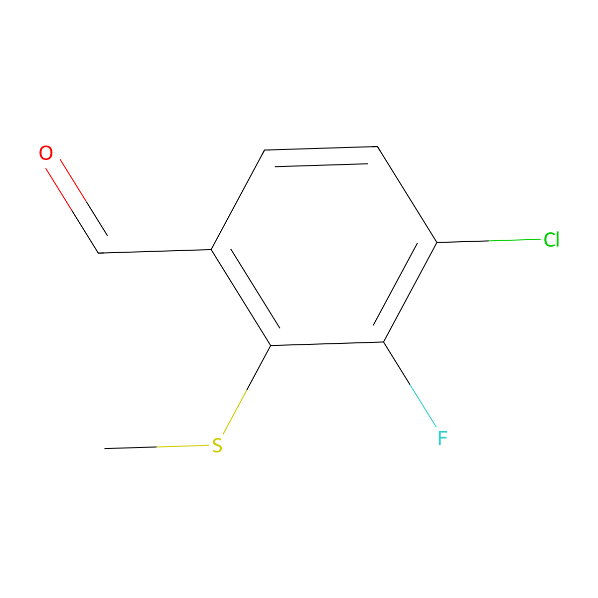 4-Chloro-3-fluoro-2-(methylthio)benzaldehyde molecular structure, CAS 2734775-83-6