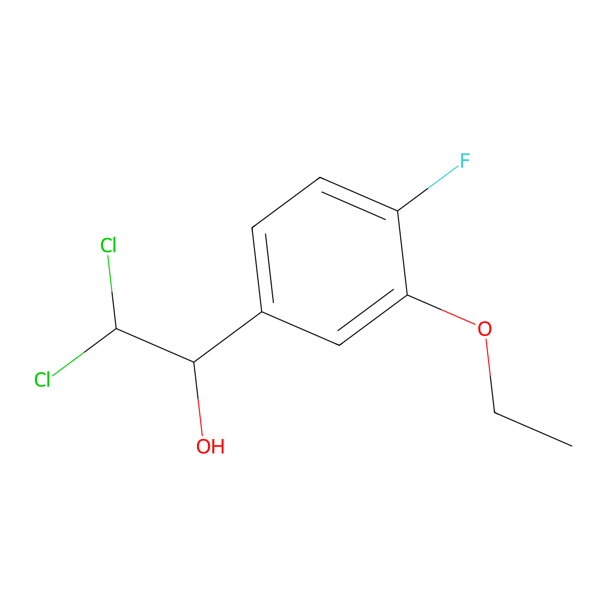 2,2-Dichloro-1-(3-ethoxy-4-fluorophenyl)ethanol molecular structure, CAS 2734775-85-8