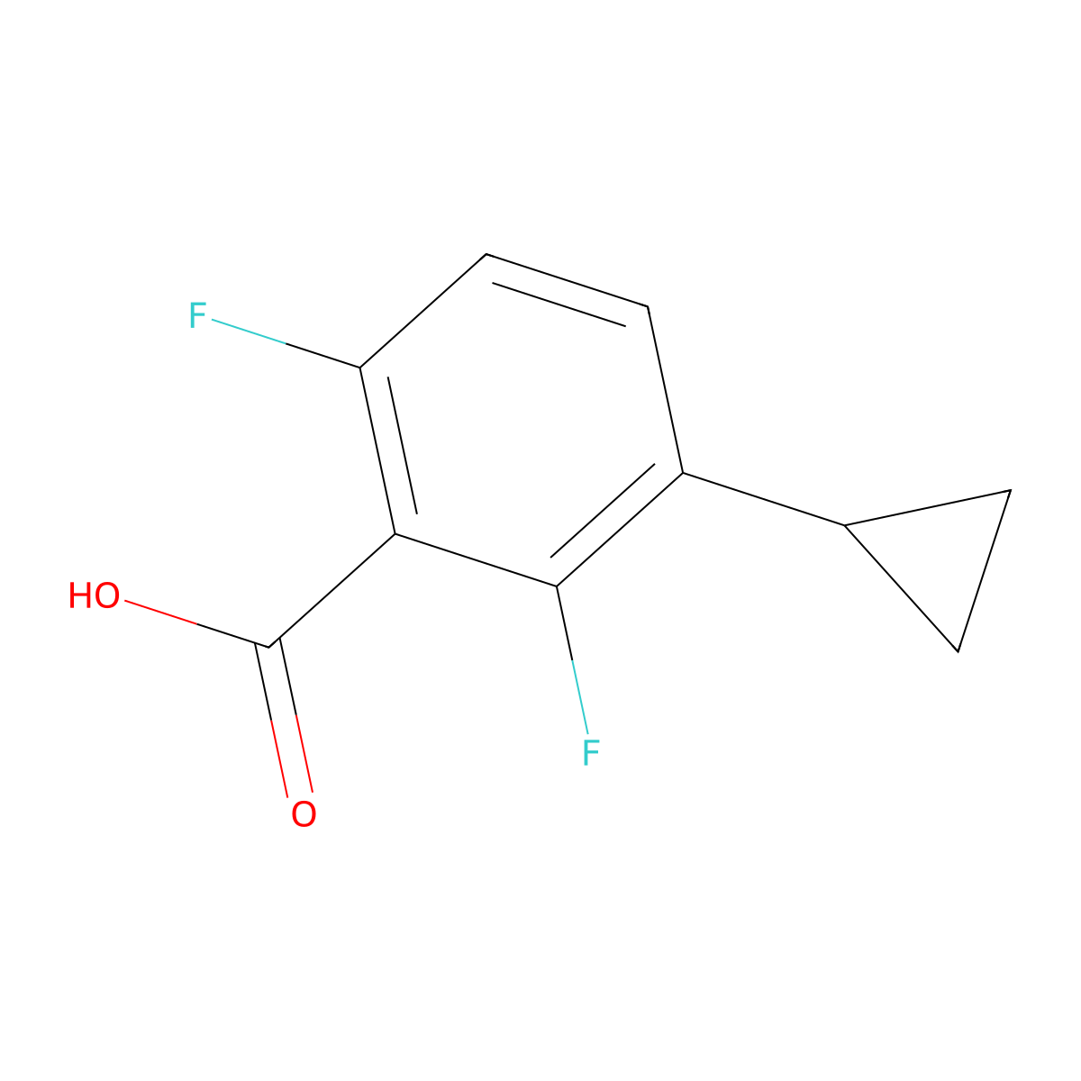 3-Cyclopropyl-2,6-difluorobenzoic acid molecular structure, CAS 2734775-86-9