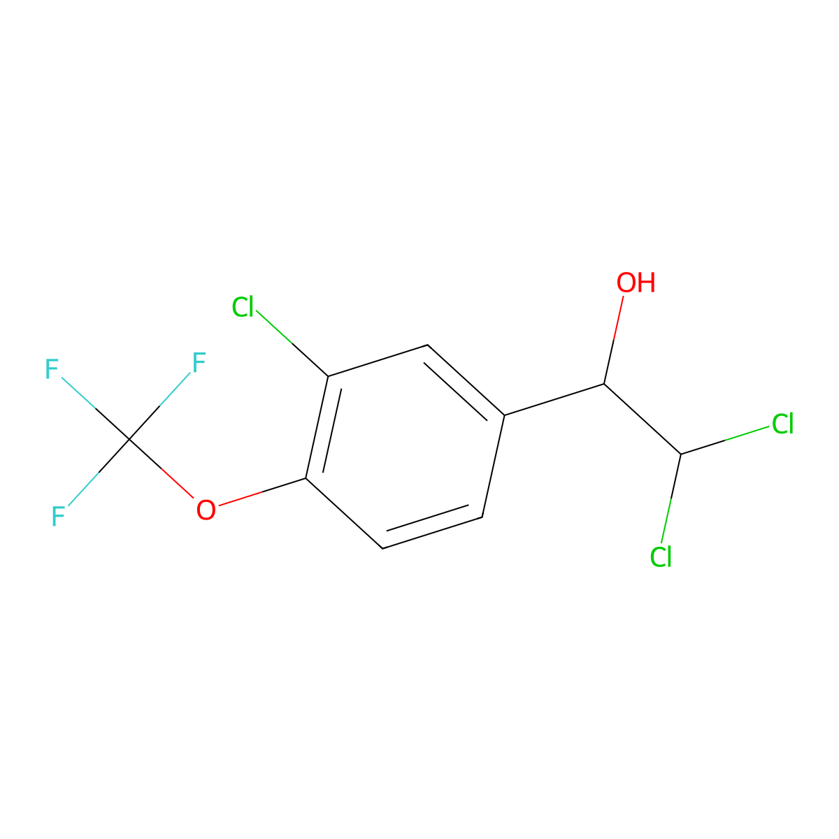 2,2-Dichloro-1-(3-chloro-4-(trifluoromethoxy)phenyl)ethanol molecular structure, CAS 2734775-88-1