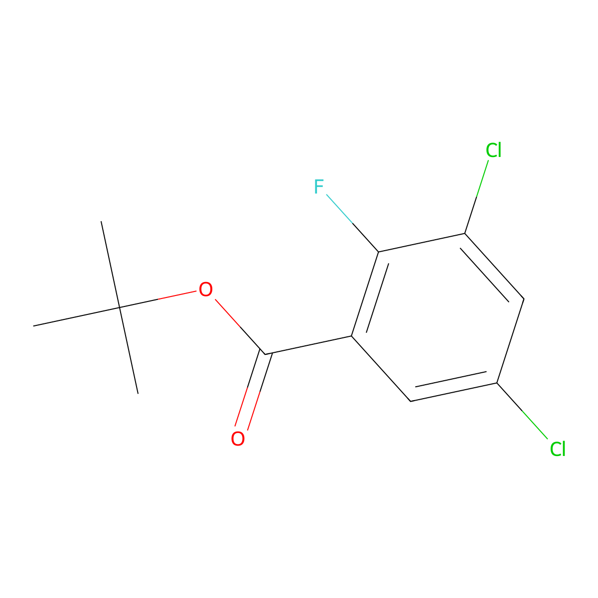 Tert-butyl 3,5-dichloro-2-fluorobenzoate molecular structure, CAS 2734775-94-9
