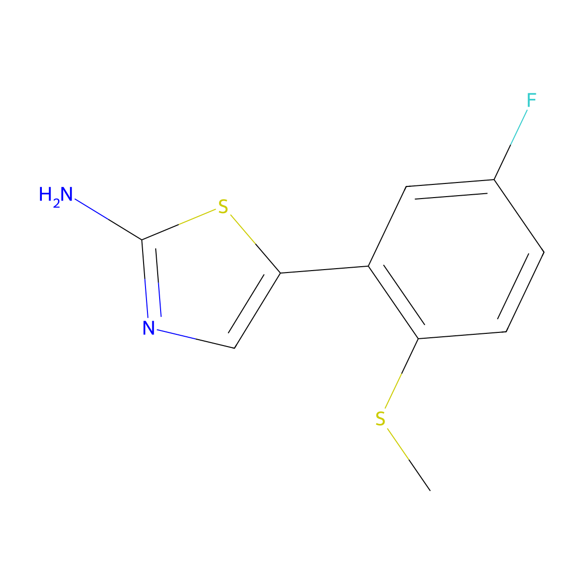 5-(5-Fluoro-2-(methylthio)phenyl)thiazol-2-amine molecular structure, CAS 2734775-95-0