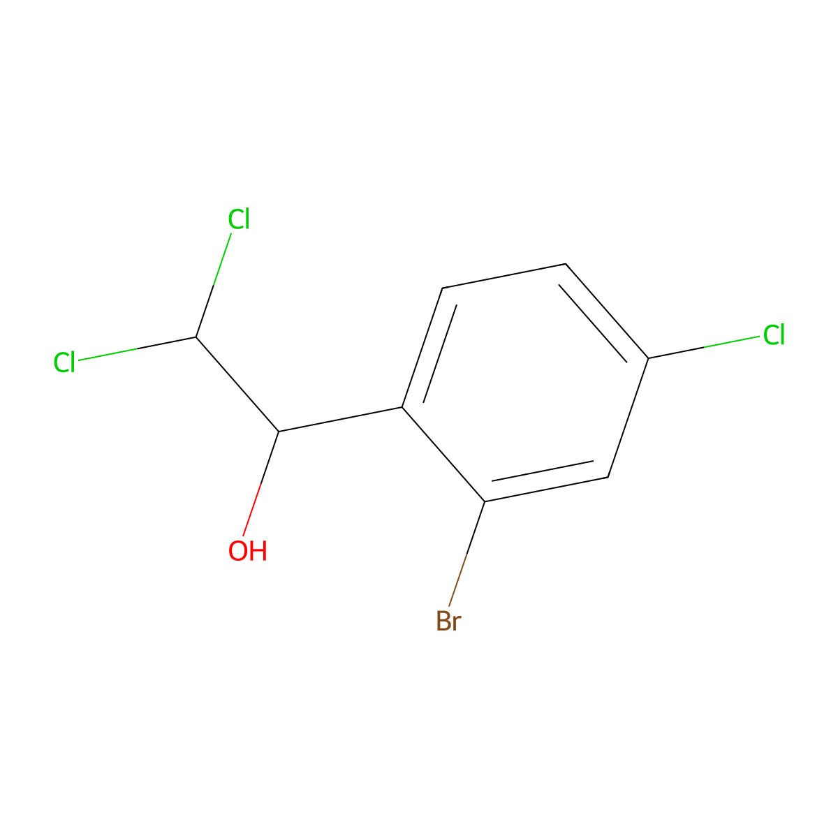 1-(2-Bromo-4-chlorophenyl)-2,2-dichloroethanol molecular structure, CAS 2734775-96-1