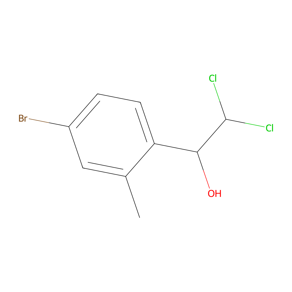 1-(4-Bromo-2-methylphenyl)-2,2-dichloroethanol molecular structure, CAS 2734776-02-2