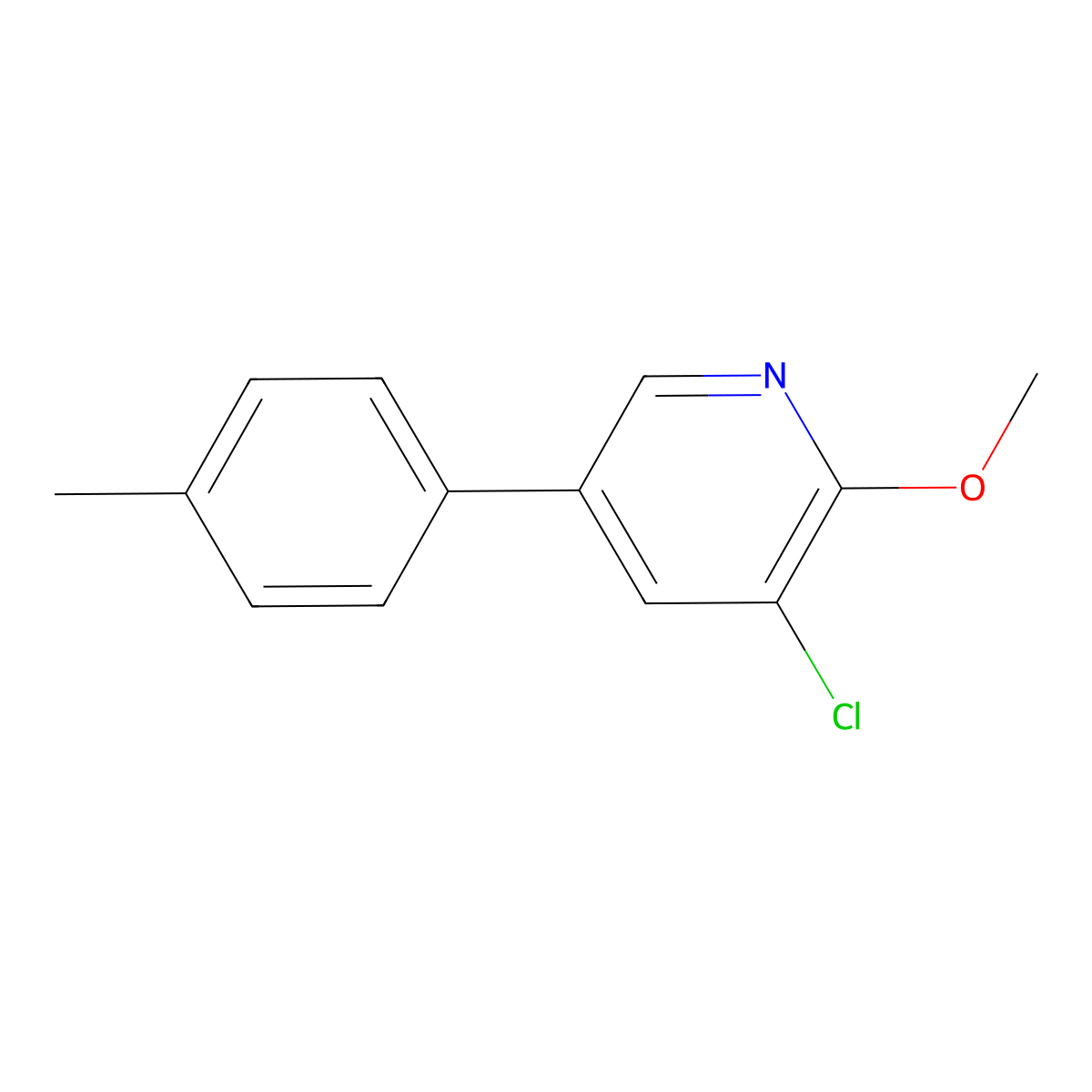 3-Chloro-2-methoxy-5-(p-tolyl)pyridine molecular structure, CAS 2734776-06-6