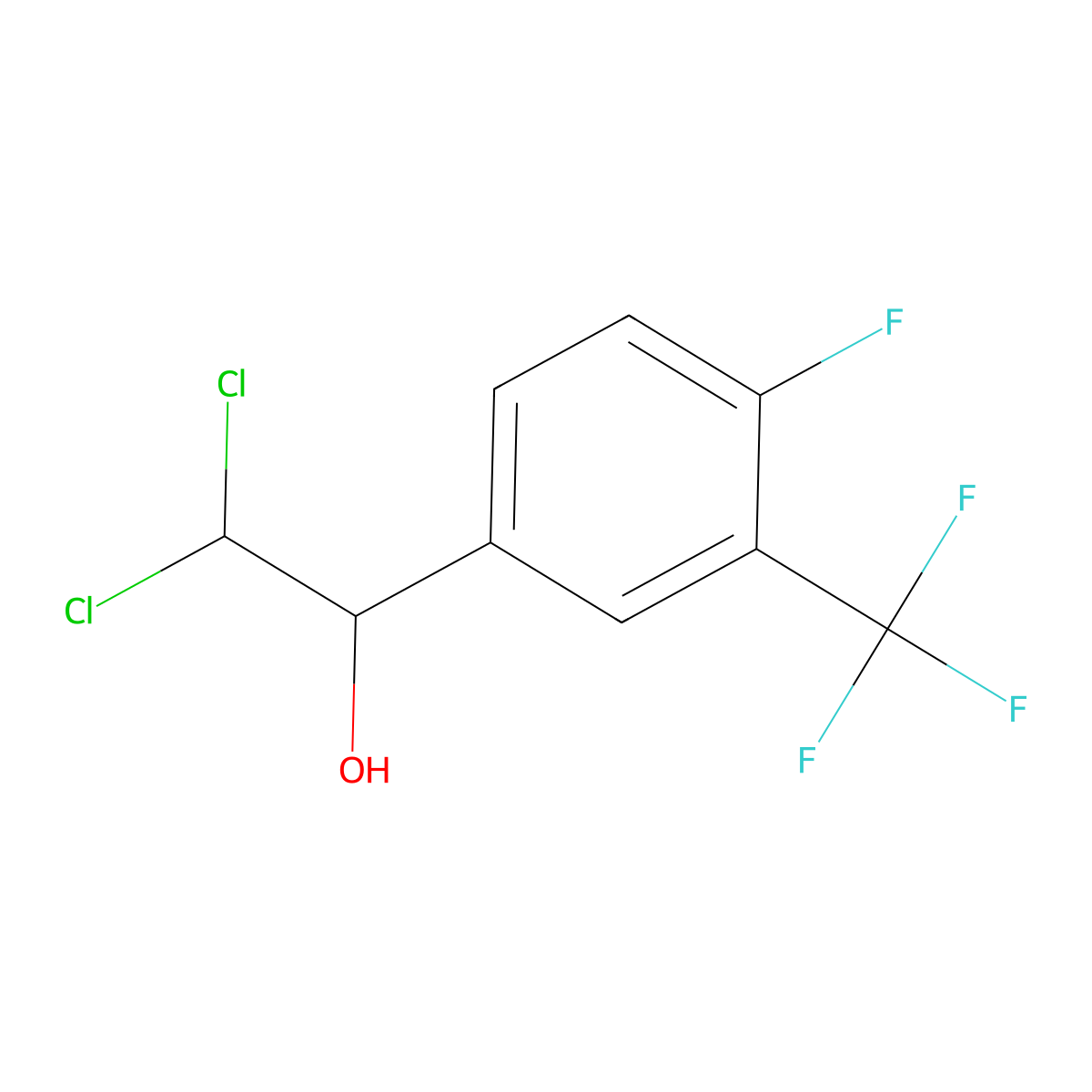 2,2-Dichloro-1-(4-fluoro-3-(trifluoromethyl)phenyl)ethanol molecular structure, CAS 2734776-08-8