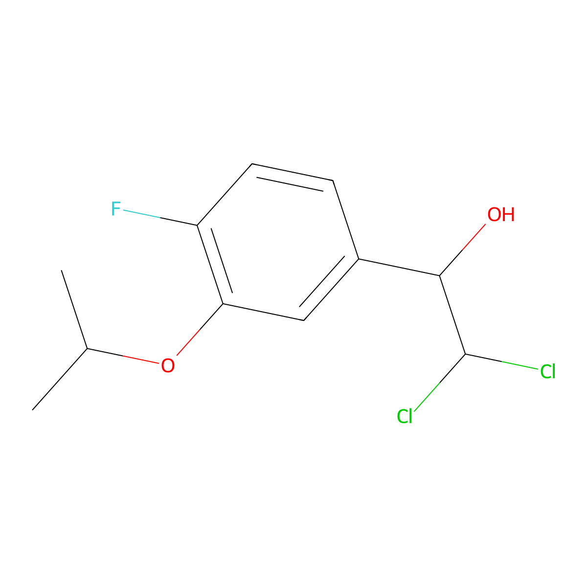 2,2-Dichloro-1-(4-fluoro-3-isopropoxyphenyl)ethanol molecular structure, CAS 2734776-13-5
