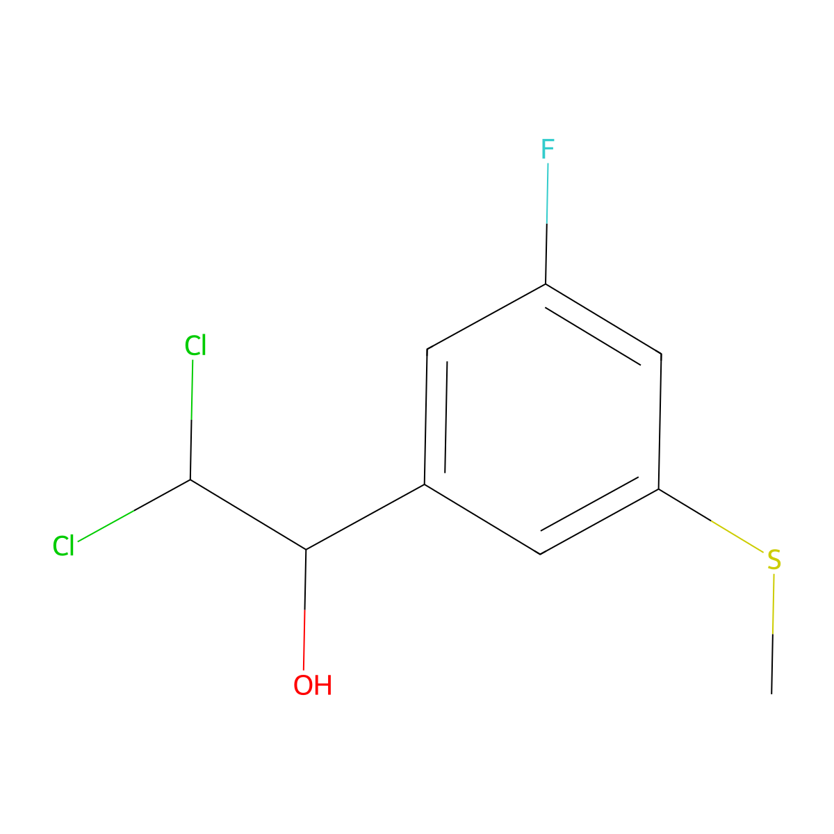 2,2-Dichloro-1-(3-fluoro-5-(methylthio)phenyl)ethanol molecular structure, CAS 2734776-15-7