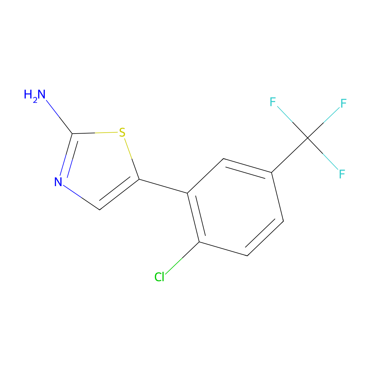 5-(2-Chloro-5-(trifluoromethyl)phenyl)thiazol-2-amine molecular structure, CAS 2734776-25-9
