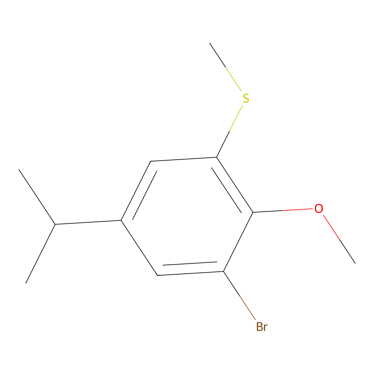 (3-Bromo-5-isopropyl-2-methoxyphenyl)(methyl)sulfane molecular structure, CAS 2734776-26-0