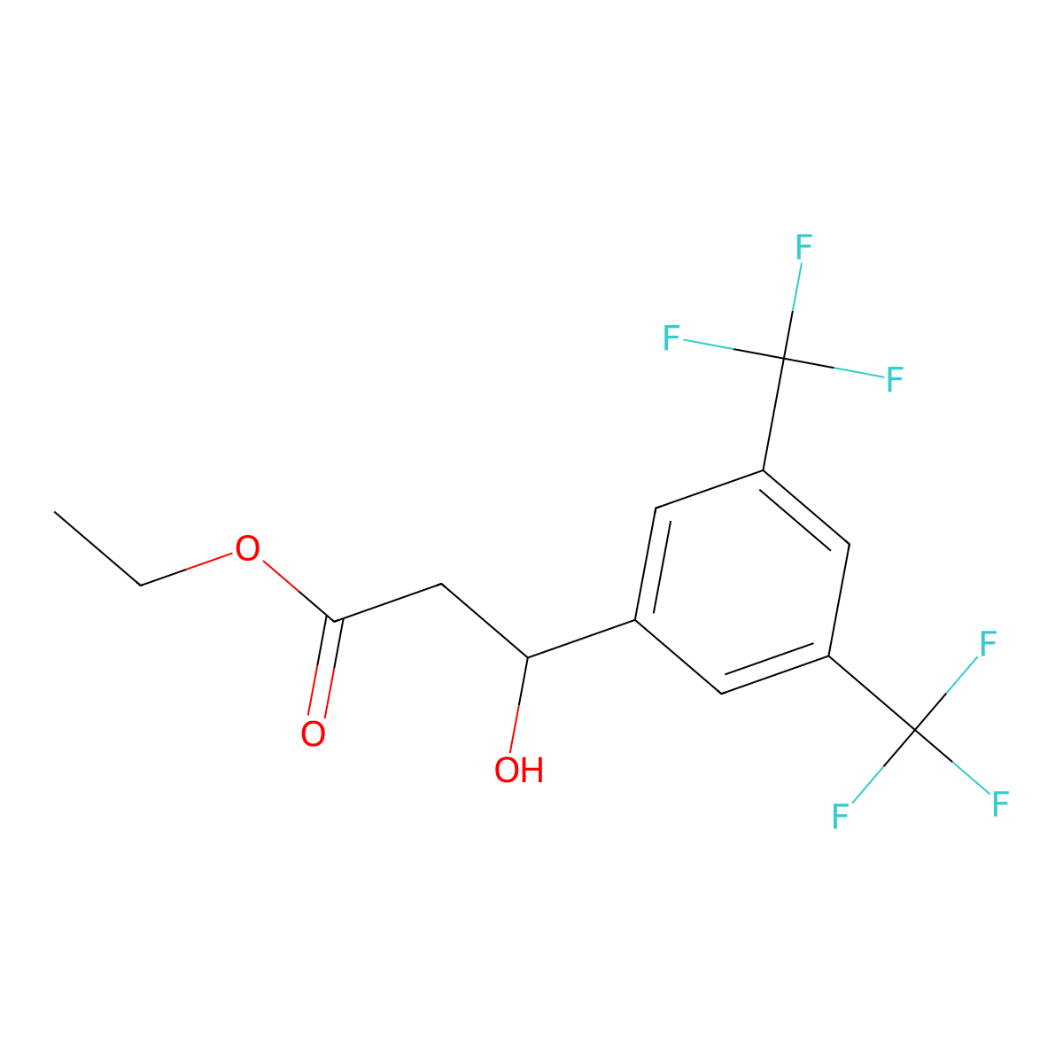 Ethyl 3-(3,5-bis(trifluoromethyl)phenyl)-3-hydroxypropanoate molecular structure, CAS 2734776-27-1