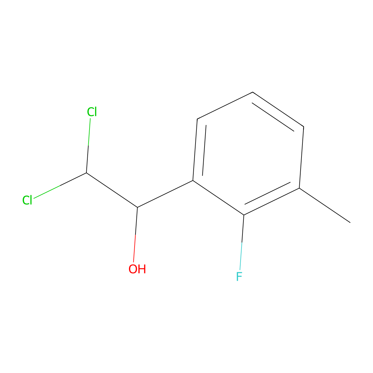 2,2-Dichloro-1-(2-fluoro-3-methylphenyl)ethanol molecular structure, CAS 2734776-30-6