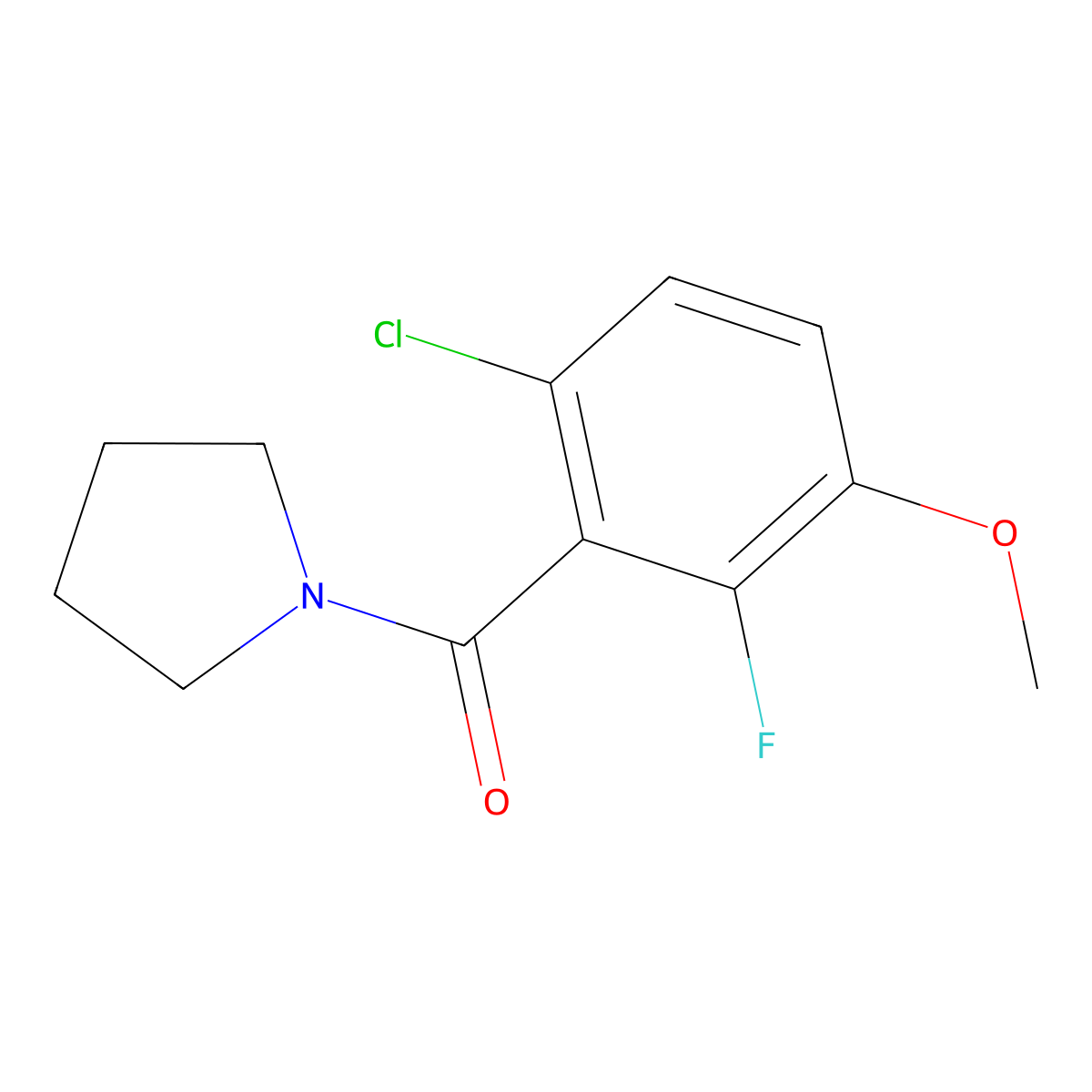 (6-Chloro-2-fluoro-3-methoxyphenyl)(pyrrolidin-1-yl)methanone molecular structure, CAS 2734776-38-4