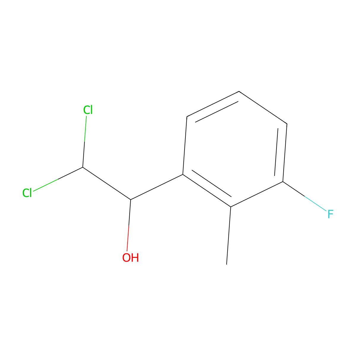 2,2-Dichloro-1-(3-fluoro-2-methylphenyl)ethanol molecular structure, CAS 2734776-39-5