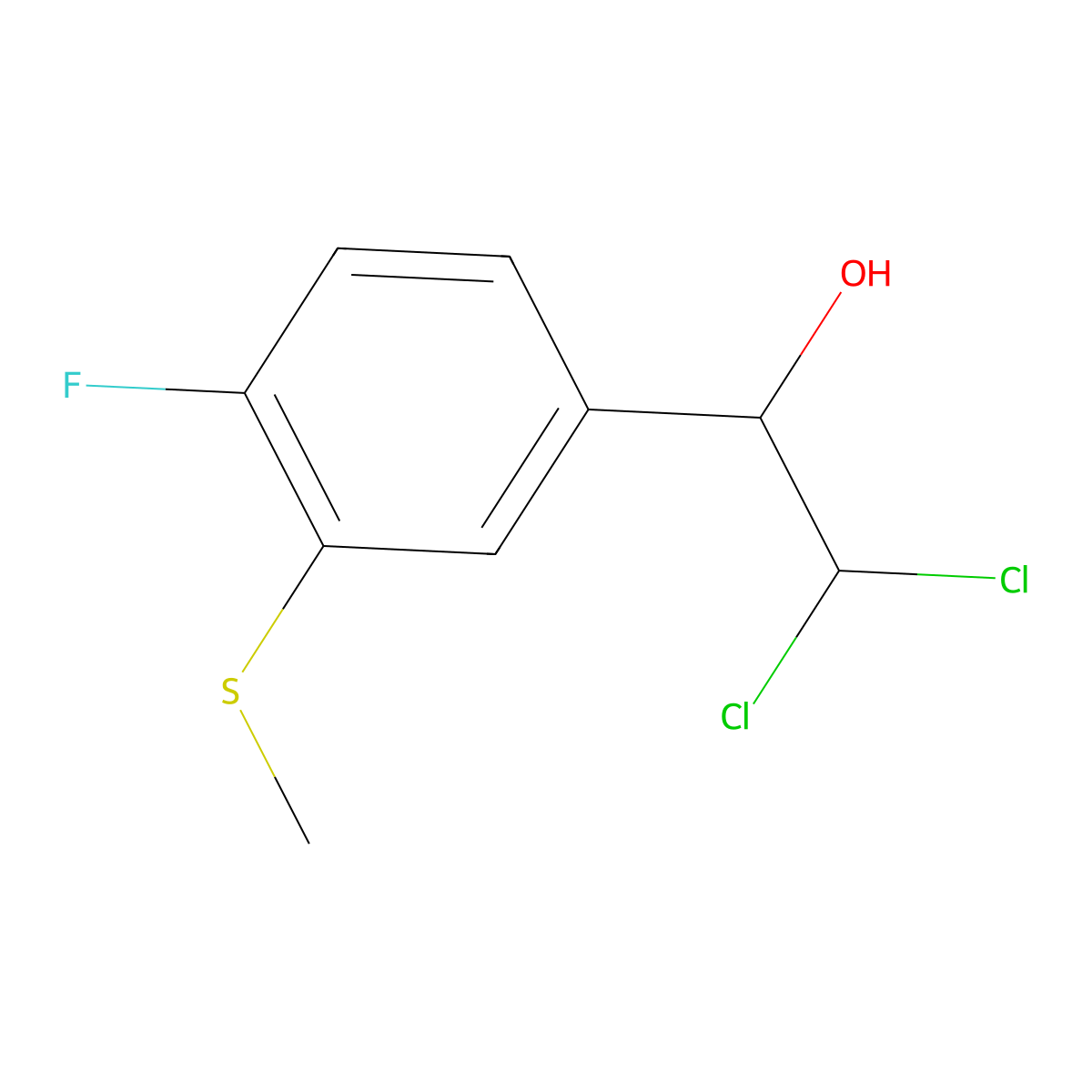2,2-Dichloro-1-(4-fluoro-3-(methylthio)phenyl)ethanol molecular structure, CAS 2734776-40-8