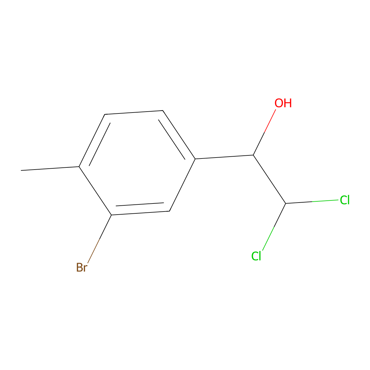 1-(3-Bromo-4-methylphenyl)-2,2-dichloroethanol molecular structure, CAS 2734776-41-9