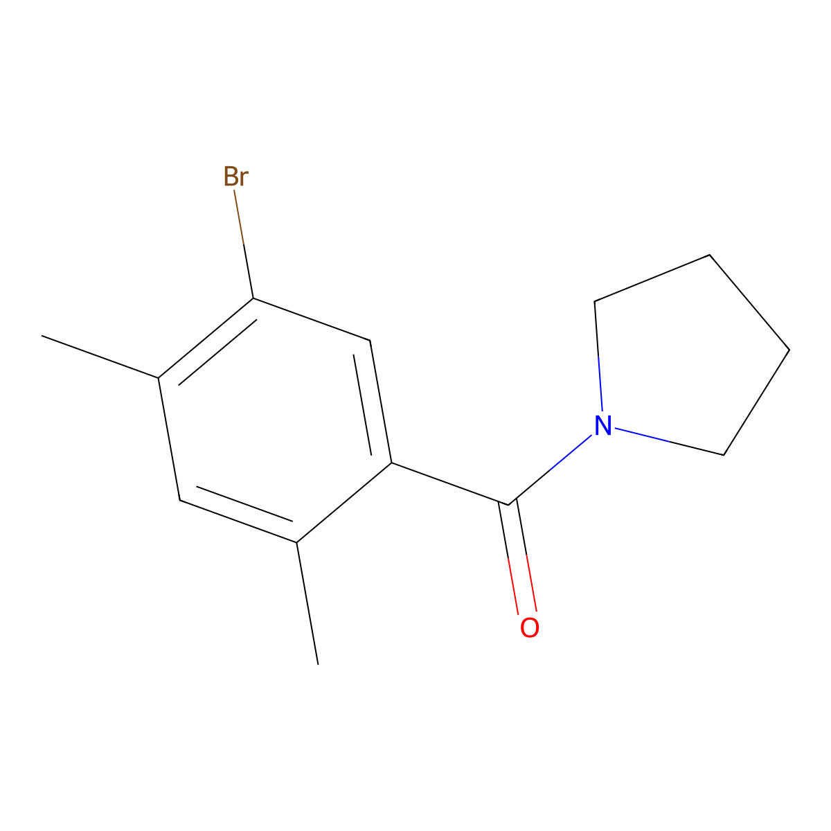 (5-Bromo-2,4-dimethylphenyl)(pyrrolidin-1-yl)methanone molecular structure, CAS 2734776-46-4