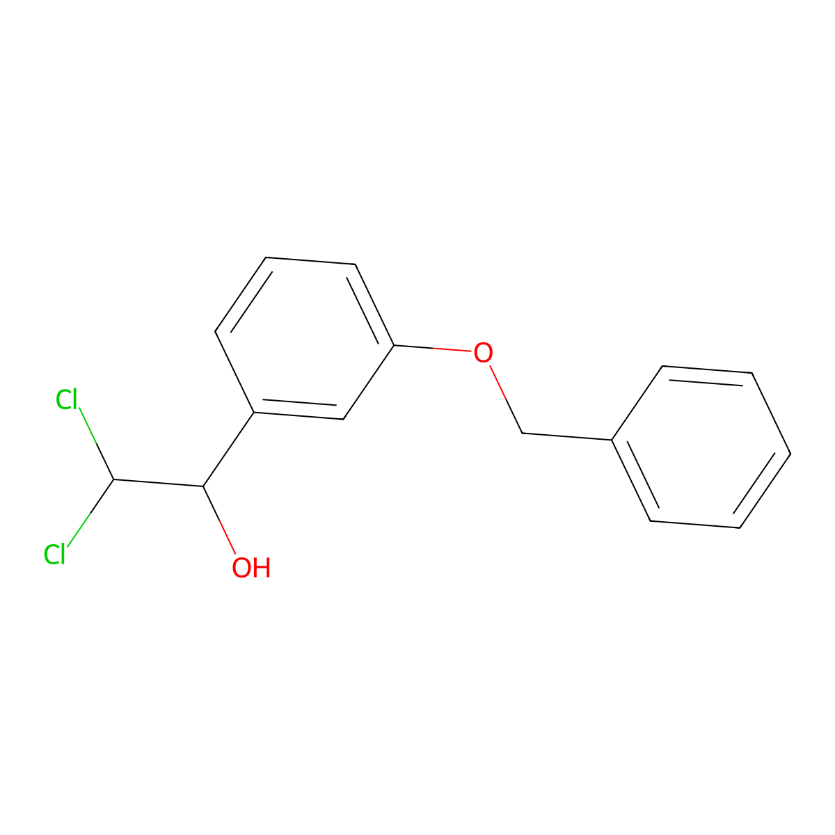1-(3-(Benzyloxy)phenyl)-2,2-dichloroethanol molecular structure, CAS 2734776-54-4