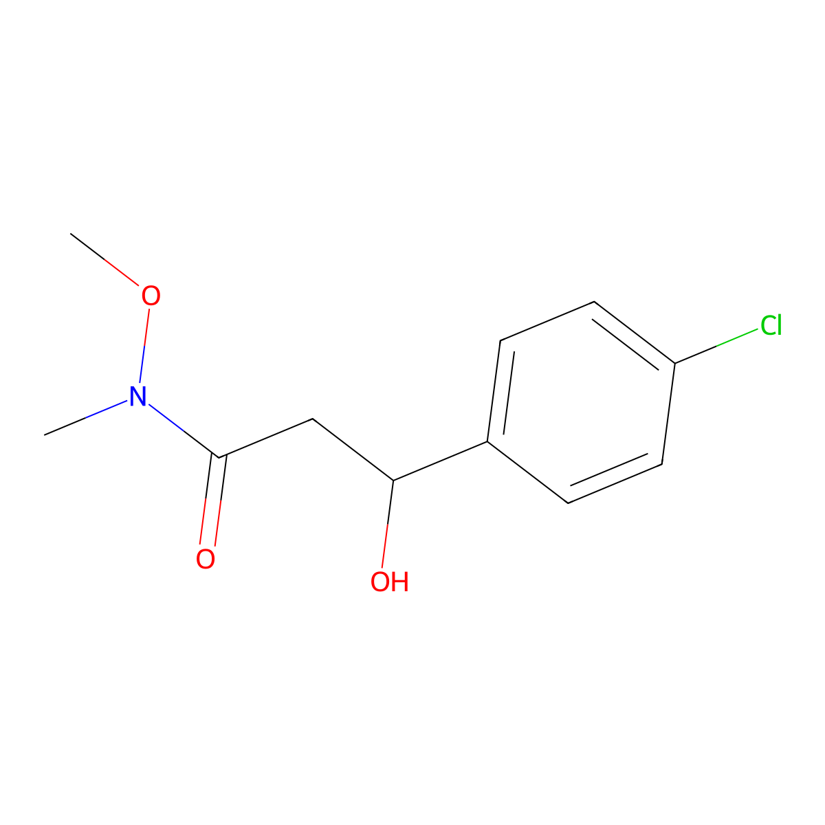 3-(4-chlorophenyl)-3-hydroxy-N-methoxy-N-methylpropanamide molecular structure, CAS 2734776-56-6