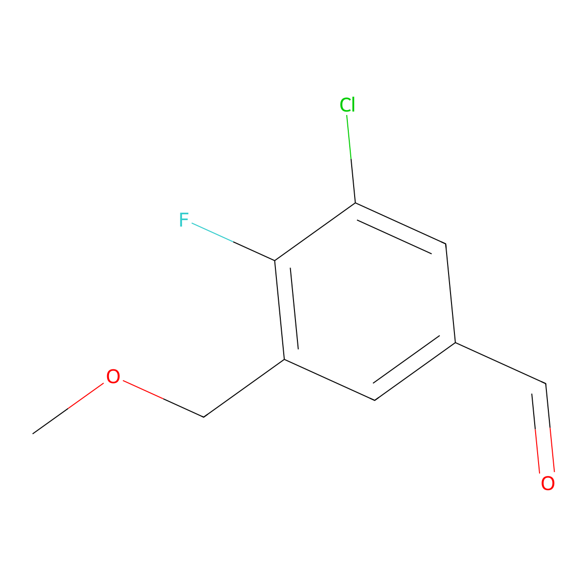 3-Chloro-4-fluoro-5-(methoxymethyl)benzaldehyde molecular structure, CAS 2734776-60-2