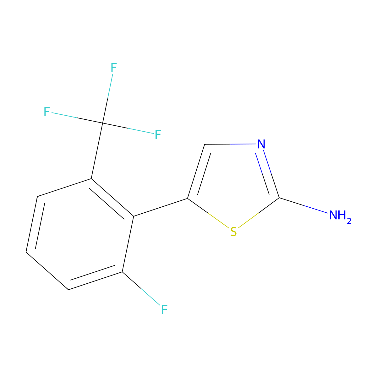 5-(2-Fluoro-6-(trifluoromethyl)phenyl)thiazol-2-amine molecular structure, CAS 2734776-65-7
