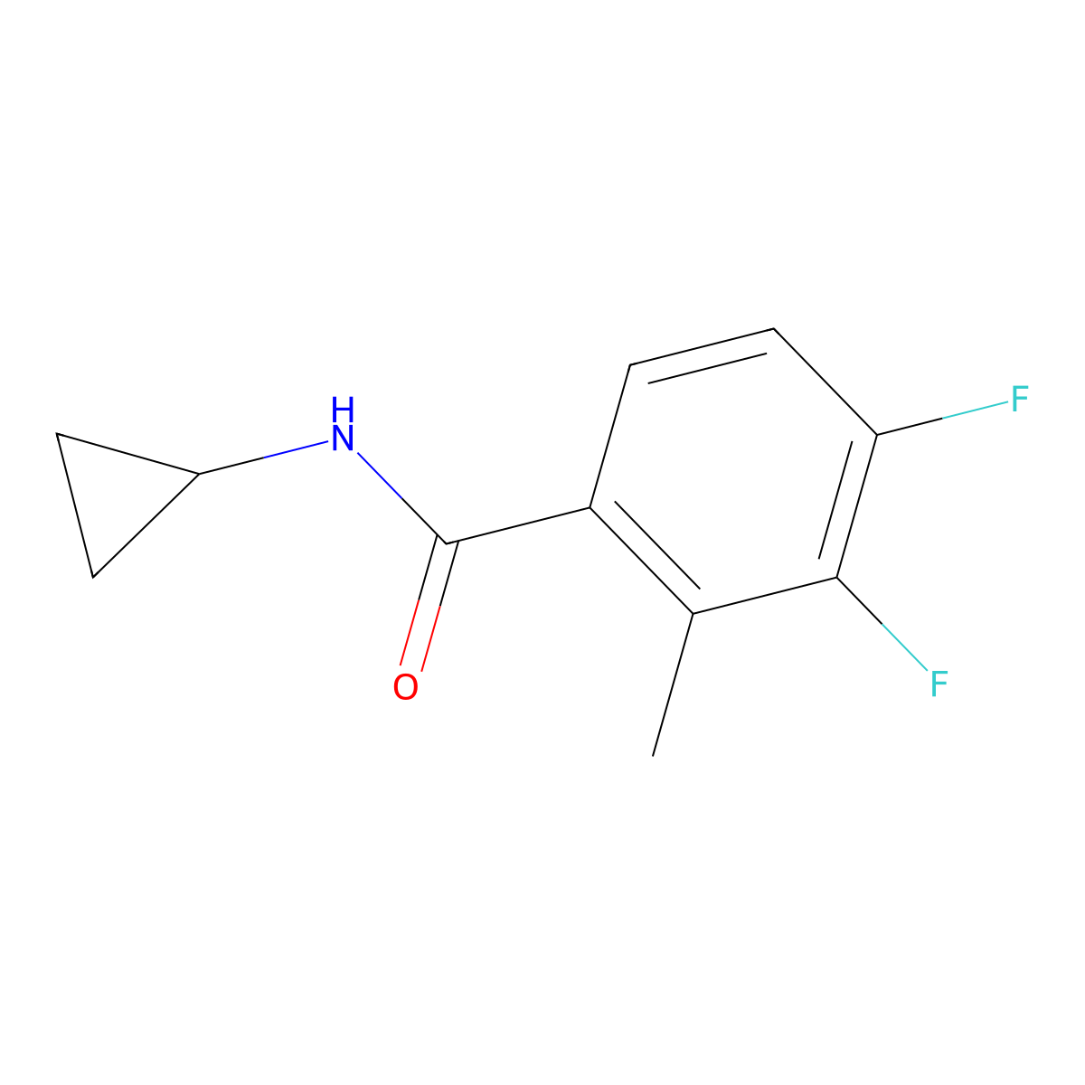 N-cyclopropyl-3,4-difluoro-2-methylbenzamide molecular structure, CAS 2734776-66-8