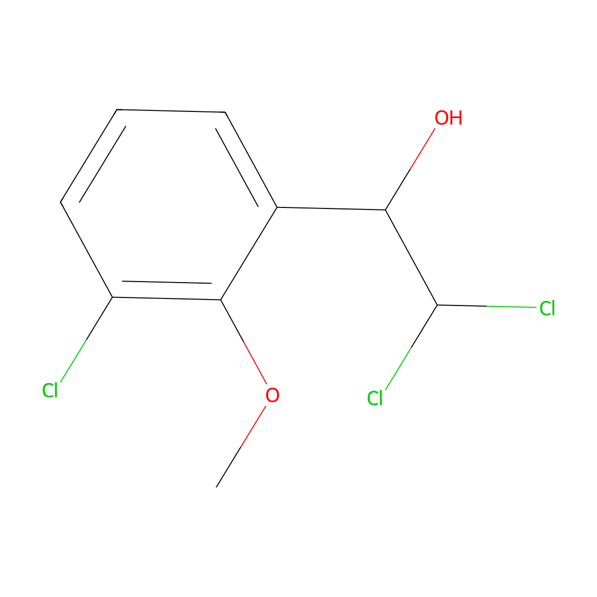 2,2-Dichloro-1-(3-chloro-2-methoxyphenyl)ethanol molecular structure, CAS 2734776-67-9