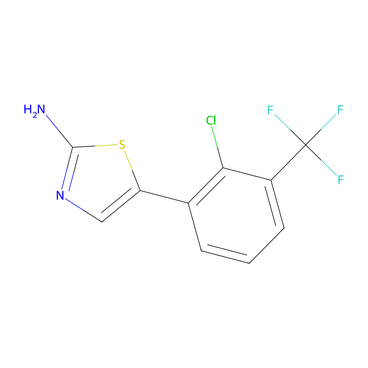 5-(2-Chloro-3-(trifluoromethyl)phenyl)thiazol-2-amine molecular structure, CAS 2734776-68-0
