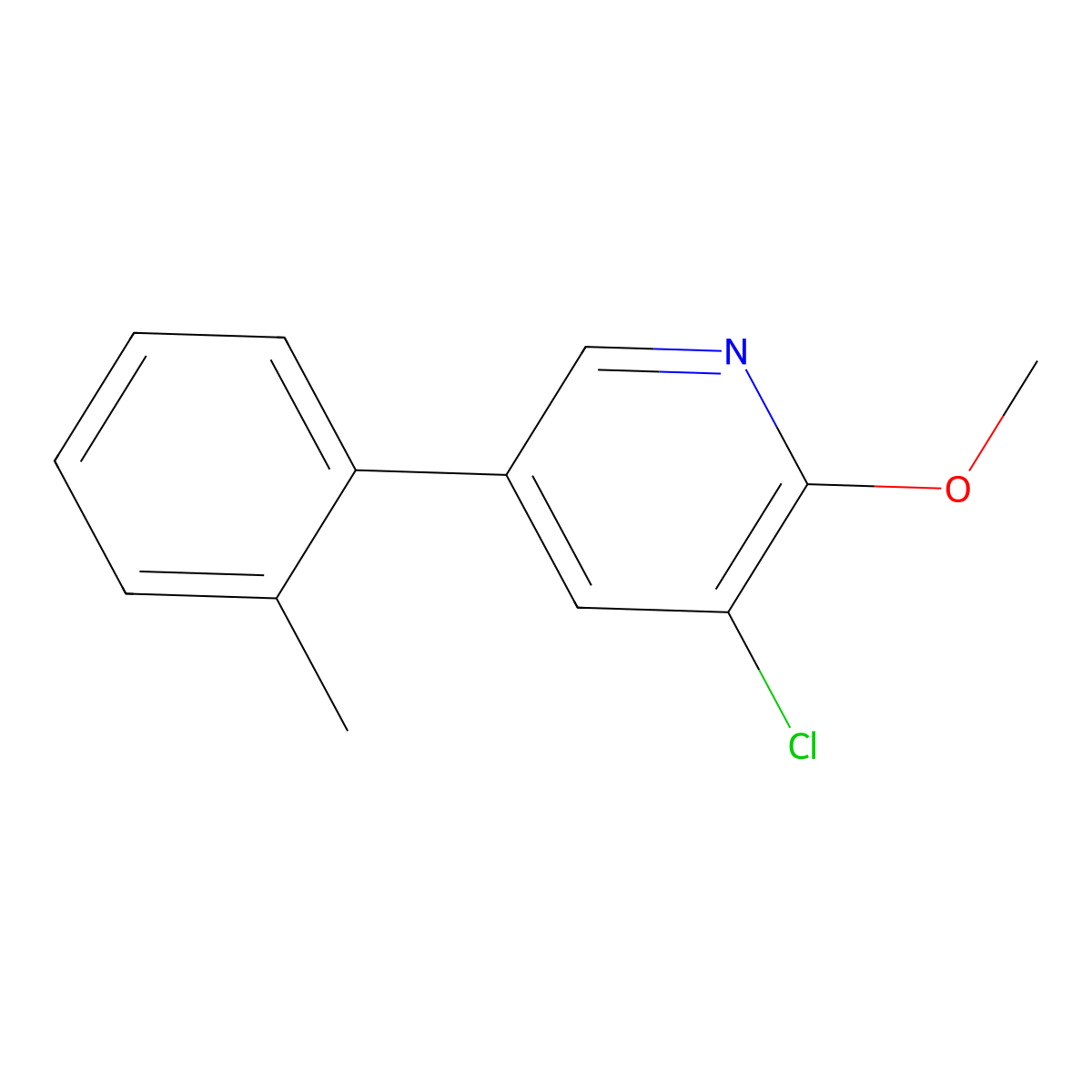 3-Chloro-2-methoxy-5-(o-tolyl)pyridine molecular structure, CAS 2734776-70-4