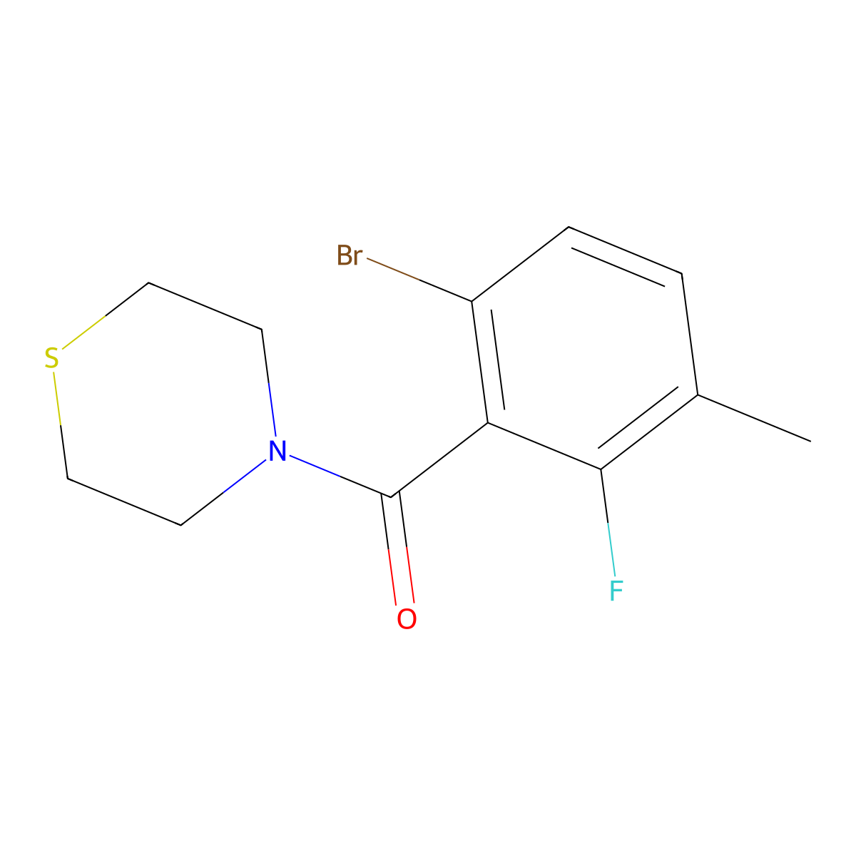(6-Bromo-2-fluoro-3-methylphenyl)(thiomorpholino)methanone molecular structure, CAS 2734776-73-7