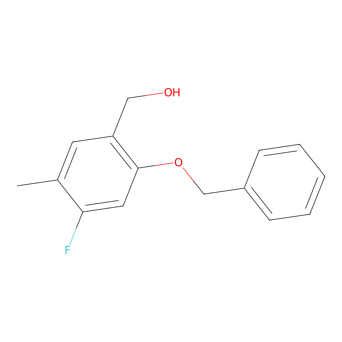 (2-(Benzyloxy)-4-fluoro-5-methylphenyl)methanol molecular structure, CAS 2734776-84-0