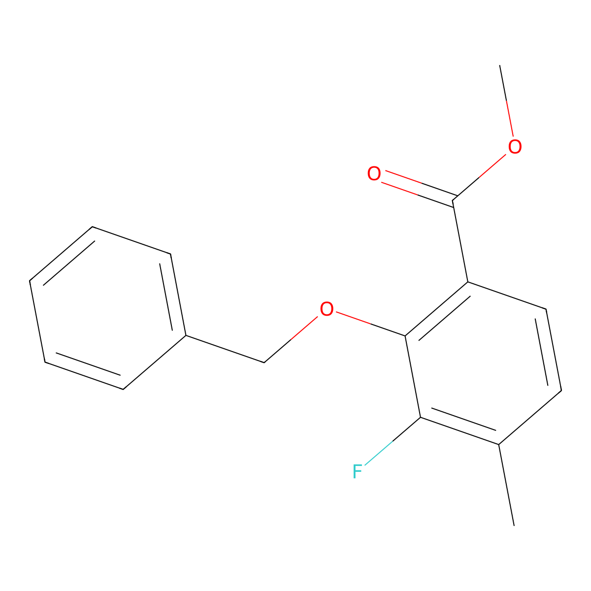 Methyl 2-(benzyloxy)-3-fluoro-4-methylbenzoate molecular structure, CAS 2734776-87-3