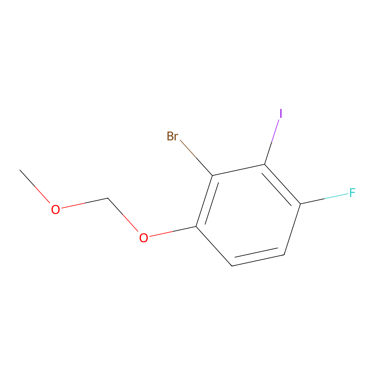 2-Bromo-4-fluoro-3-iodo-1-(methoxymethoxy)benzene molecular structure, CAS 2734776-89-5