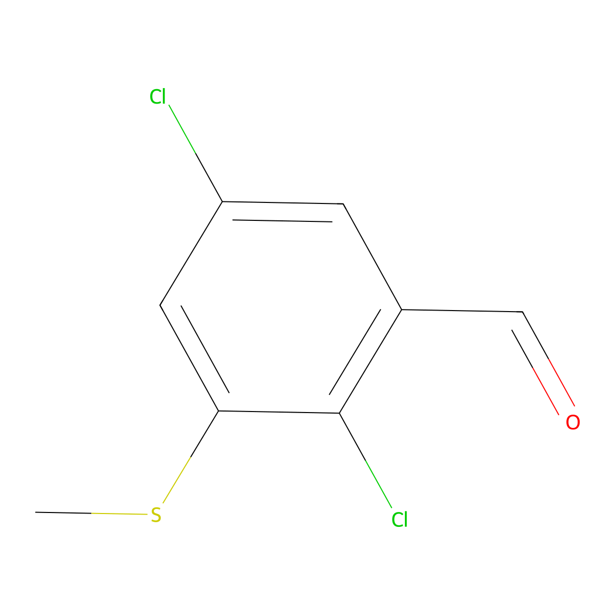2,5-Dichloro-3-(methylthio)benzaldehyde molecular structure, CAS 2734776-99-7