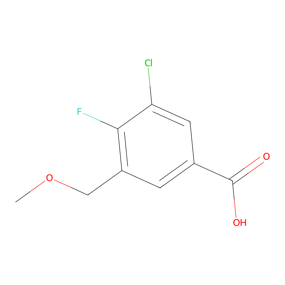 3-Chloro-4-fluoro-5-(methoxymethyl)benzoic acid molecular structure, CAS 2734777-00-3