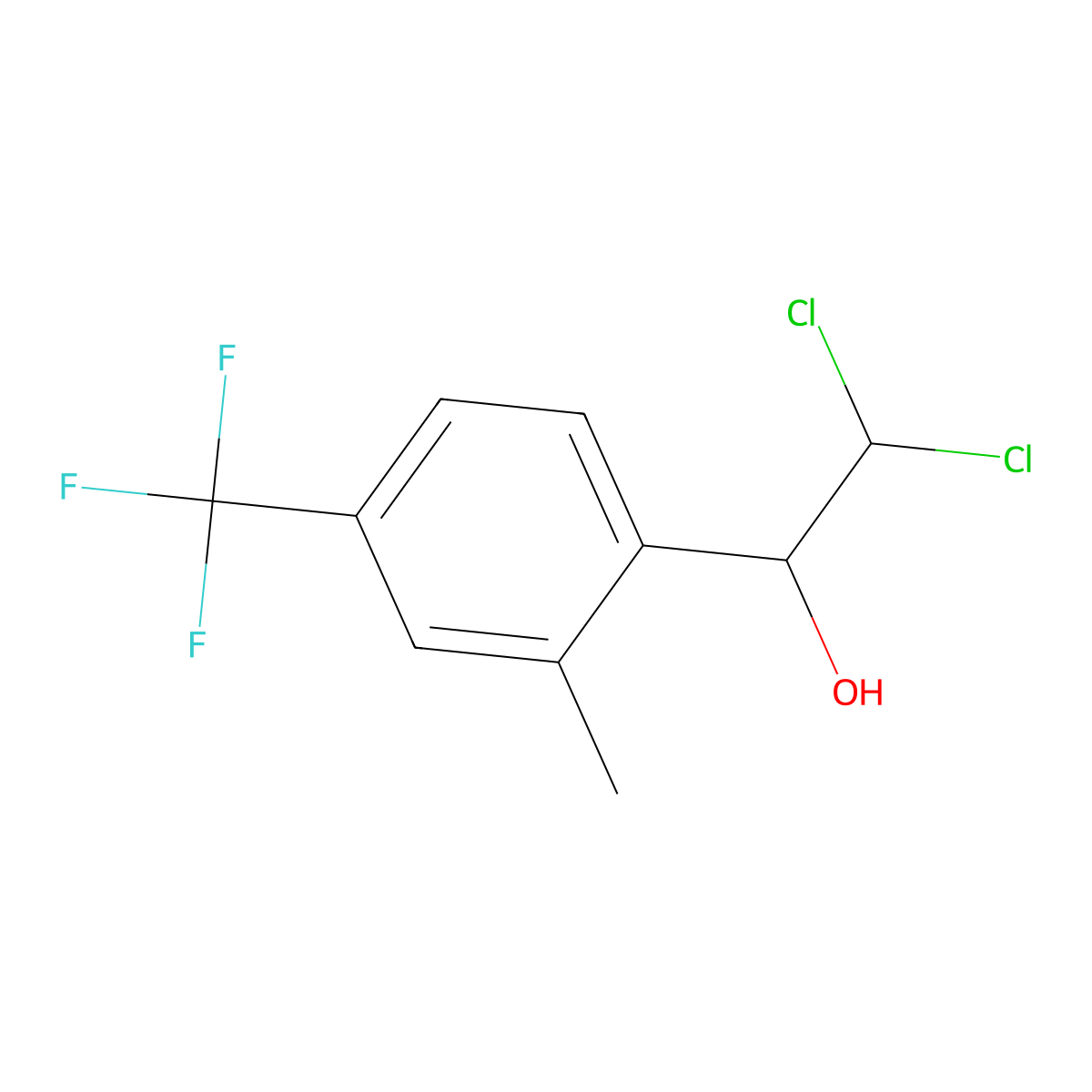 2,2-Dichloro-1-(2-methyl-4-(trifluoromethyl)phenyl)ethanol molecular structure, CAS 2734777-45-6