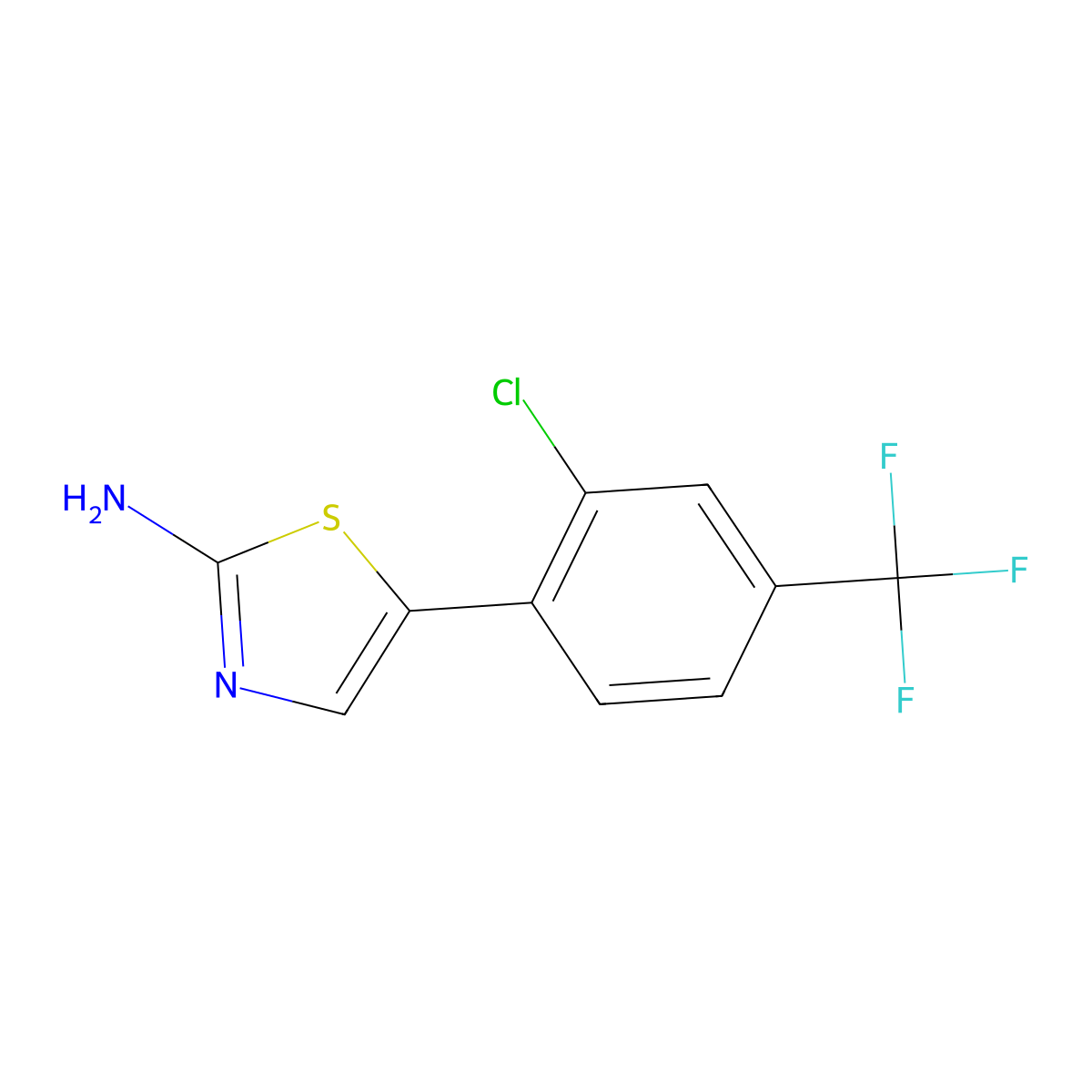 5-(2-Chloro-4-(trifluoromethyl)phenyl)thiazol-2-amine molecular structure, CAS 2734777-48-9