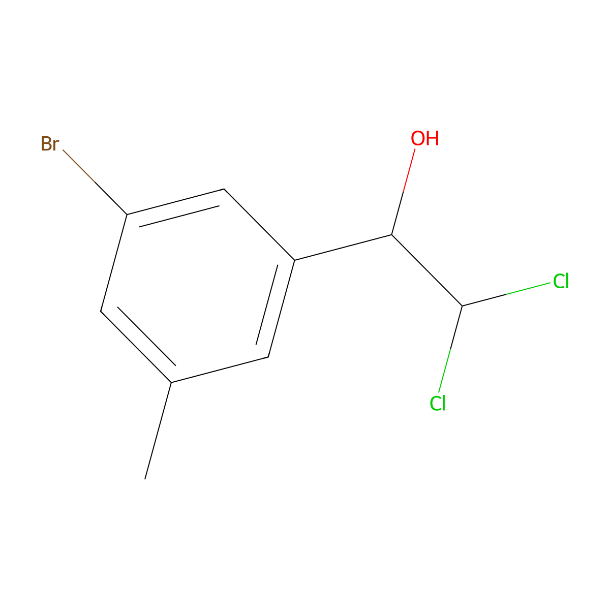 1-(3-Bromo-5-methylphenyl)-2,2-dichloroethanol molecular structure, CAS 2734777-50-3