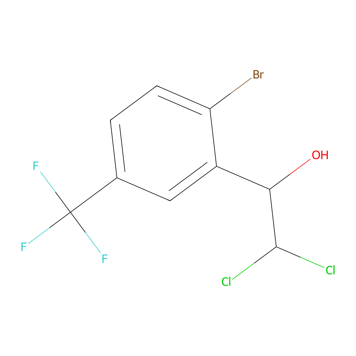 1-(2-Bromo-5-(trifluoromethyl)phenyl)-2,2-dichloroethanol molecular structure, CAS 2734777-52-5