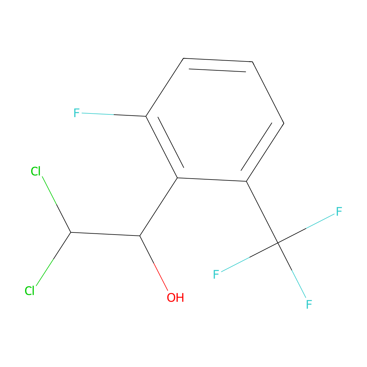 2,2-Dichloro-1-(2-fluoro-6-(trifluoromethyl)phenyl)ethanol molecular structure, CAS 2734777-56-9
