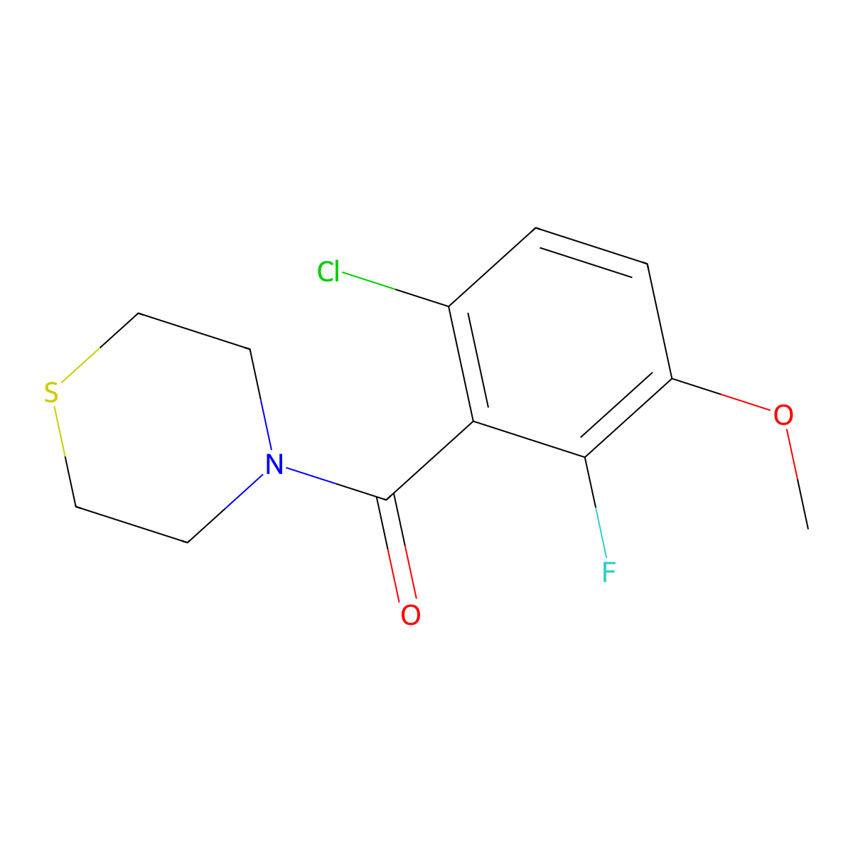 (6-Chloro-2-fluoro-3-methoxyphenyl)(thiomorpholino)methanone molecular structure, CAS 2734777-63-8