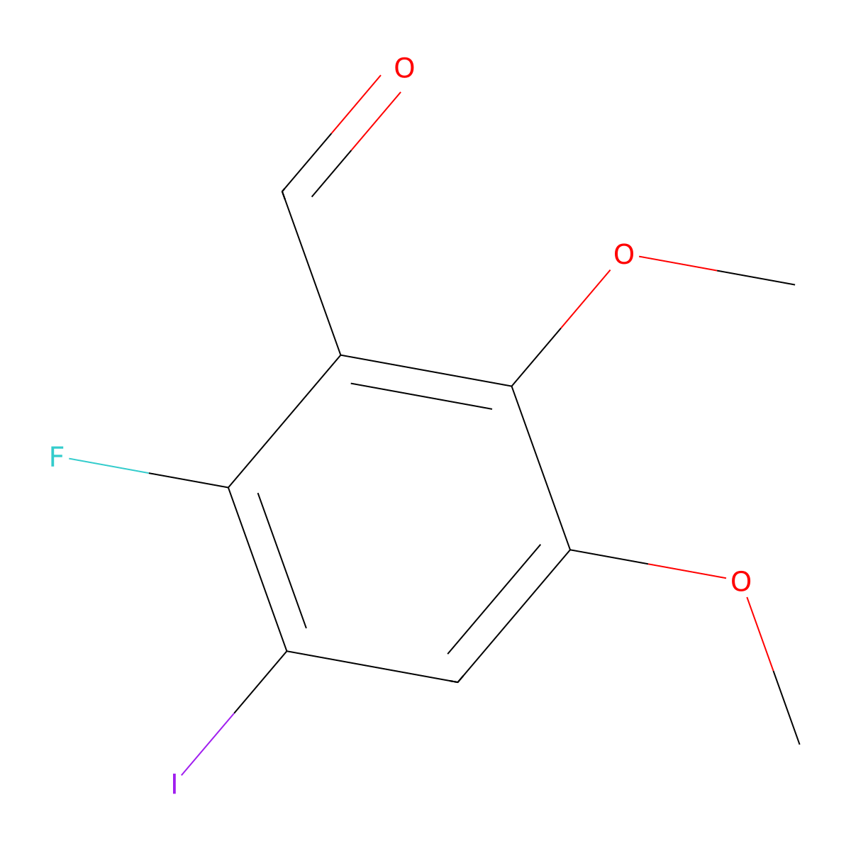 2-Fluoro-3-iodo-5,6-dimethoxybenzaldehyde molecular structure, CAS 2734777-66-1