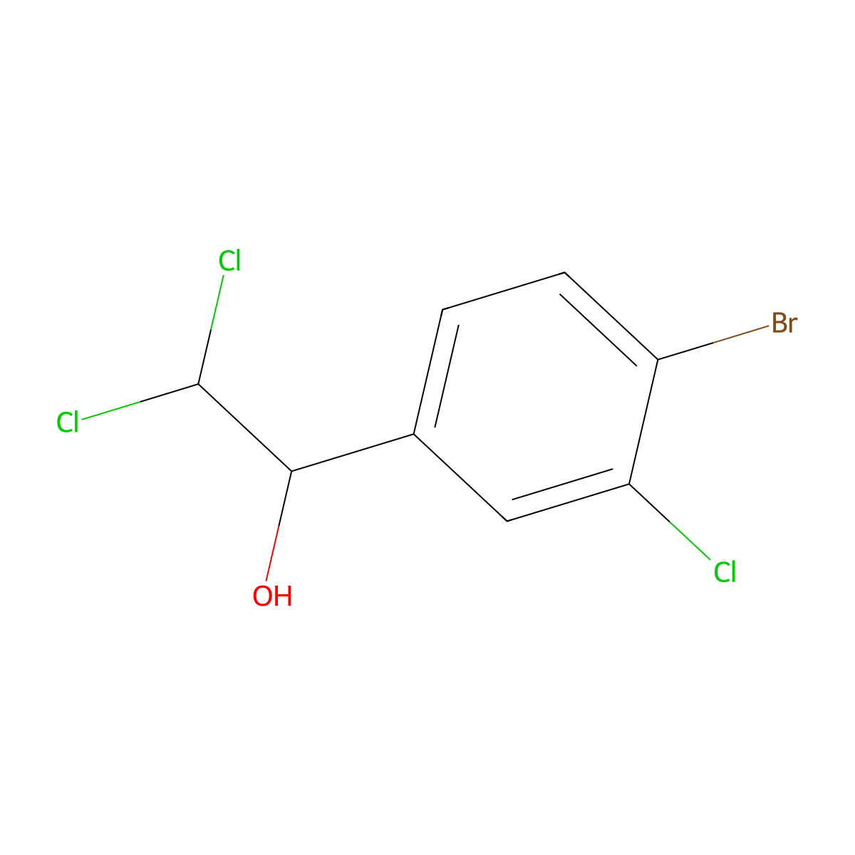 1-(4-Bromo-3-chlorophenyl)-2,2-dichloroethanol molecular structure, CAS 2734777-73-0