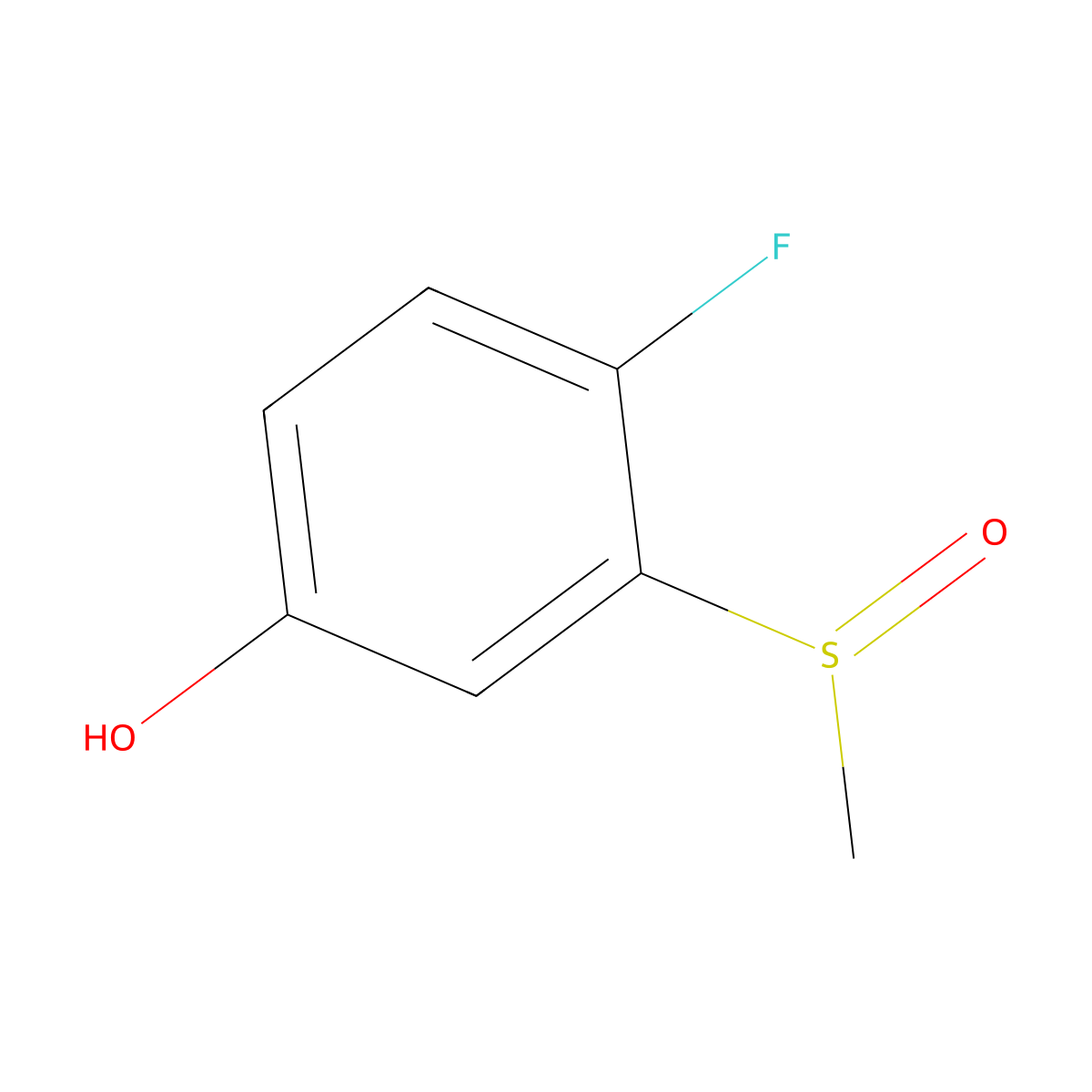 4-Fluoro-3-(methylsulfinyl)phenol molecular structure, CAS 2734777-83-2